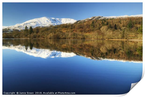 Coniston Water in Winter Print by Jamie Green