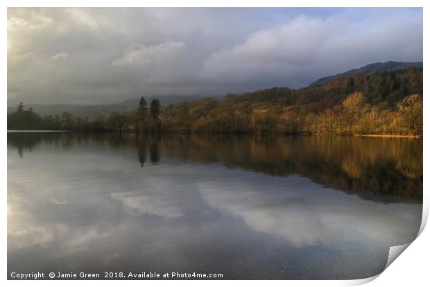 Coniston Water in January Print by Jamie Green