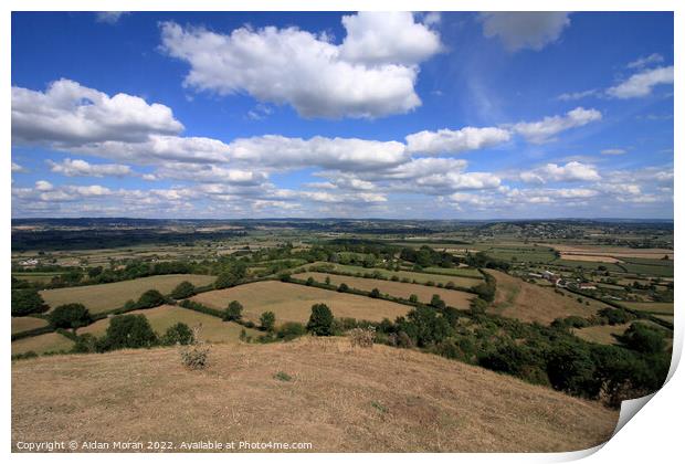 View over the Somerset Levels  Print by Aidan Moran