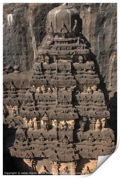 The Kailash Temple Carvings  Print by Aidan Moran