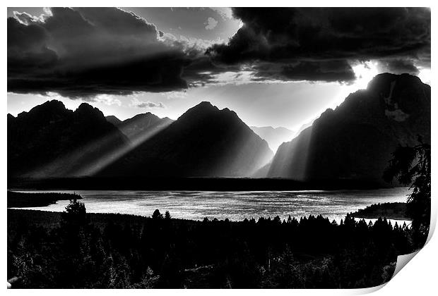 Grand Teton Light Beams Print by Aidan Moran