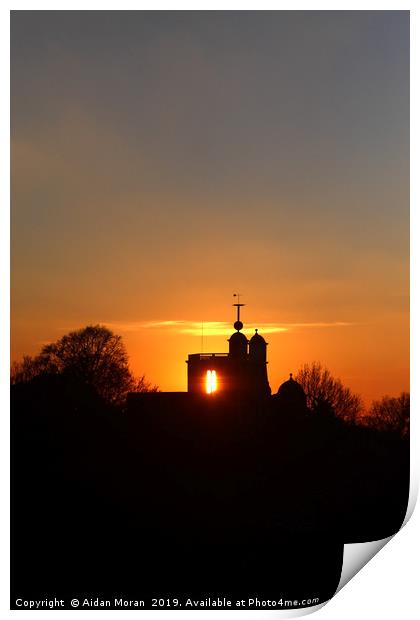 Sunset Over The Royal Observatory at Greenwich   Print by Aidan Moran
