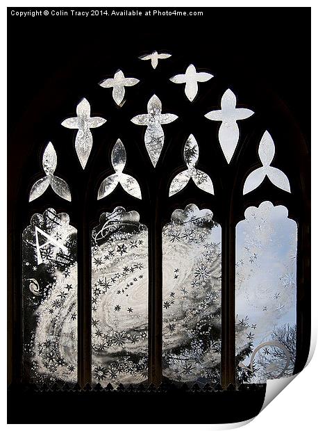 Etched window of Moreton Church, Dorset  Print by Colin Tracy