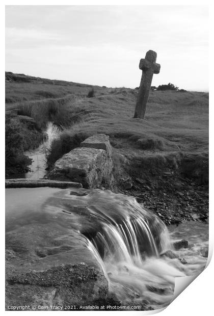 Lone Cross on Dartmoor, Devon,  UK Print by Colin Tracy