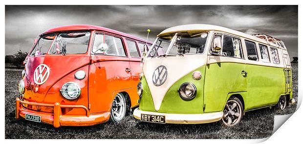 VW camper van duo Print by Ian Hufton
