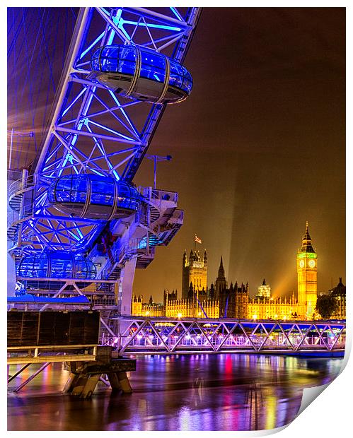 London Eye & Big Ben Print by Ian Hufton