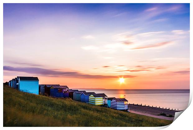 Beach Huts at Sunset Print by Ian Hufton