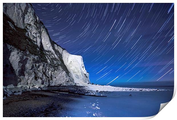 White Cliffs of Dover on a Starry Night Print by Ian Hufton