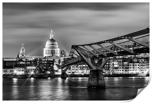 St Pauls and the Millennium Bridge Print by Ian Hufton