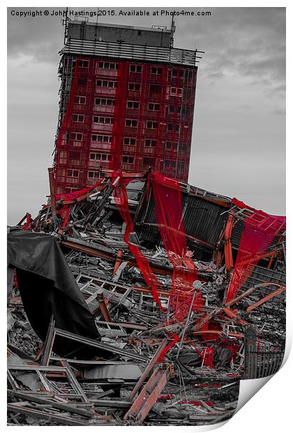  Red Road Wreckage Print by John Hastings