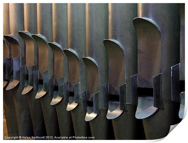 Cathedral Organ Pipes Print by Helen Northcott