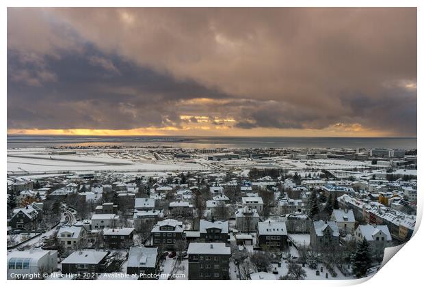 Reykjavik Rooftops Print by Nick Hirst