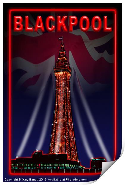 Blackpool Tower Toffee Apple Red Print by Gary Barratt