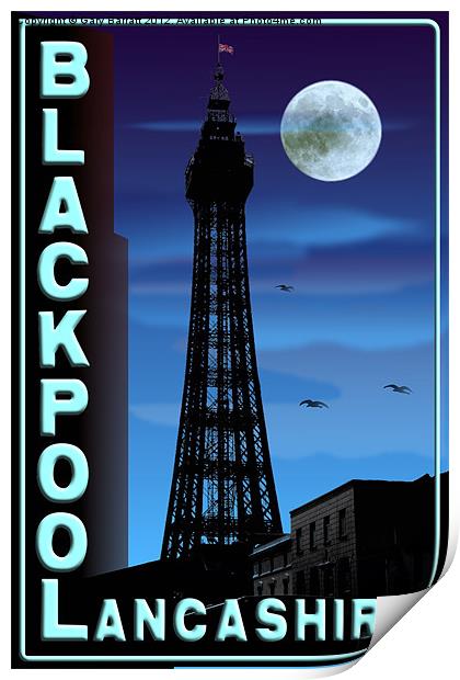 Blackpool In Blue Print by Gary Barratt