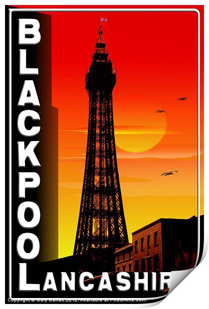 Red Blackpool Sunset Poster Print by Gary Barratt