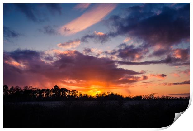 Wintry Fens Sunset  Print by Adam Payne