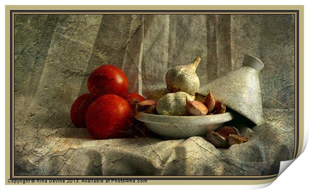 Tomatoes and Garlic Print by Fine art by Rina