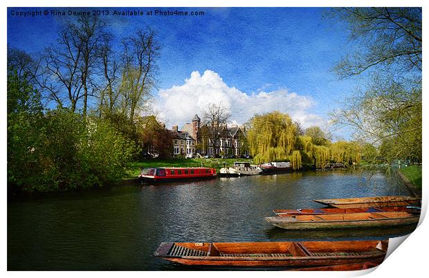 Boats on the River Cam Print by Fine art by Rina