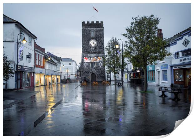 Newton Abbot Clock tower Print by Maggie McCall