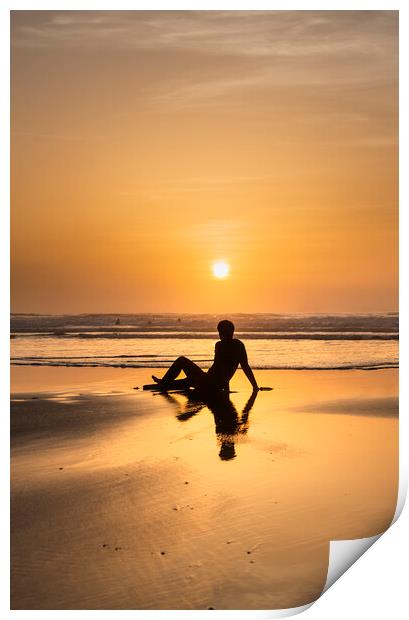 Widemouth Surfer, Cornwall Print by Maggie McCall