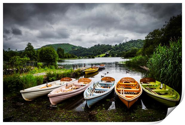 Grasmere Rowing Boats cumbria Print by Maggie McCall
