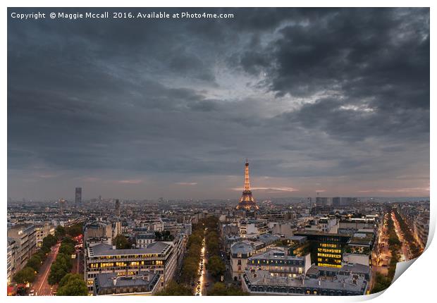 Paris from the L'Arc de Triomph Print by Maggie McCall