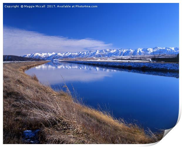 Pukaki Canal, wide angle Print by Maggie McCall