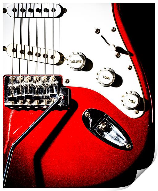 Close-up Red Electric Guitar Print by Maggie McCall