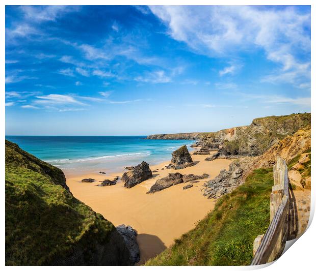 Bedruthan Steps, Cornwall Print by Maggie McCall