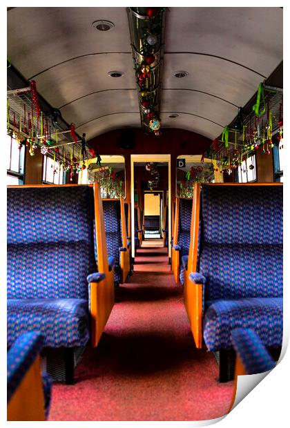 Christmas Carriage on the Dartmouth Steam Railway Print by Maggie McCall