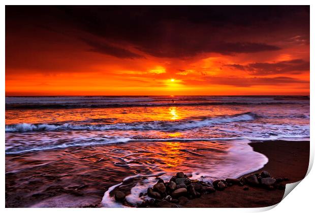 Widemouth, Bude, Sunset Print by Maggie McCall