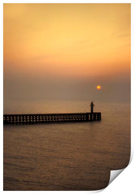 Calais West Pier and Lighthouse, France Print by Maggie McCall