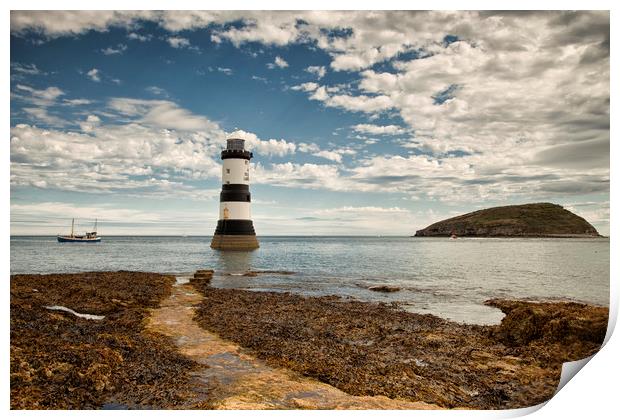 TRWYN DU ( Penmon Point Lighthouse in the welsh la Print by raymond mcbride