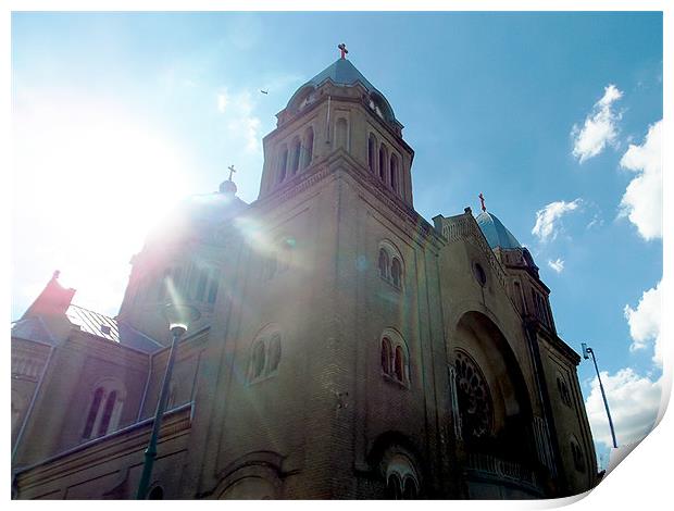 church in the sunshine Print by elvira ladocki