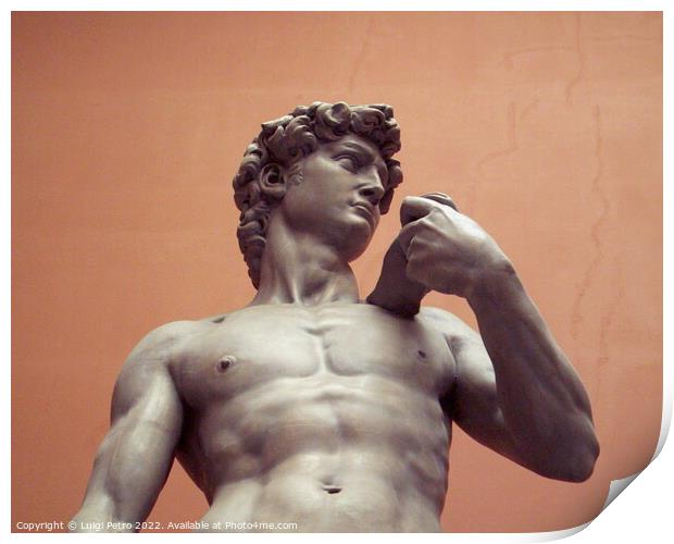 Plaster cast of David by Michelangelo, London, UK. Print by Luigi Petro