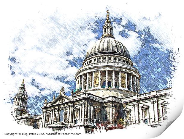 Majestic St Pauls Cathedral in London Print by Luigi Petro