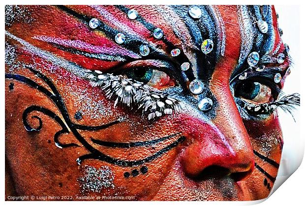 Colourful face celebrating Pride in London Parade. Print by Luigi Petro