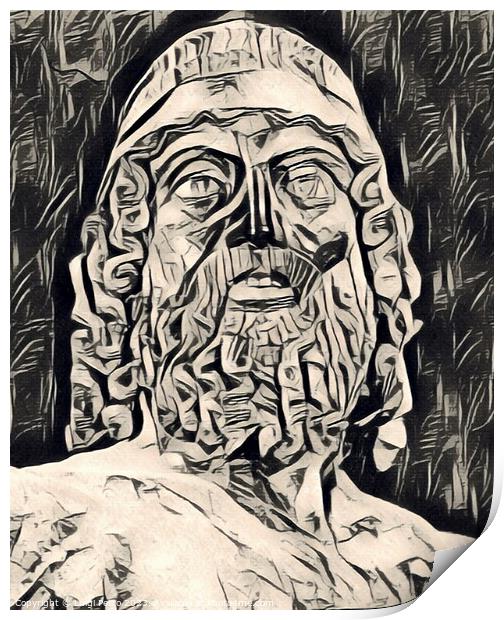 Riace Bronze A, Close up. Calabria Region, Italy. Print by Luigi Petro