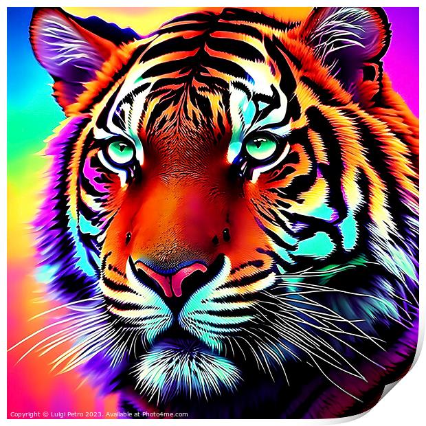 Psychedelic Tiger Face Generative AI Print by Luigi Petro