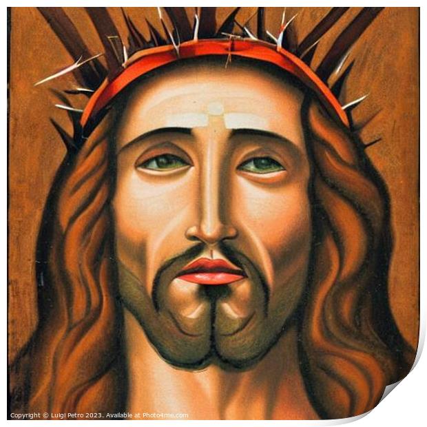 Portrait of Jesus Christ wearing crown of thorns Print by Luigi Petro