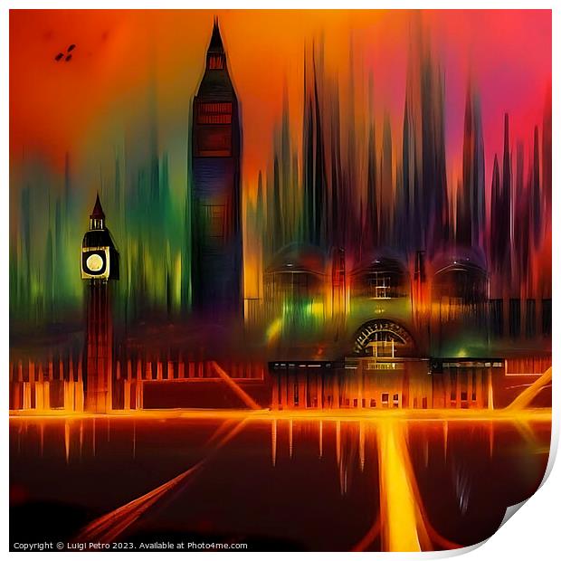 Colourful  London Skyline Generative AI Illustrati Print by Luigi Petro
