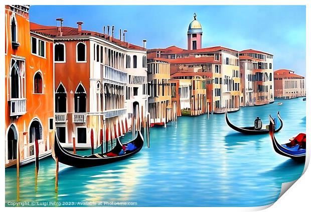 View of the Gran Canal , Venice, Italy. Print by Luigi Petro