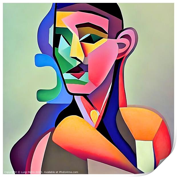 Vibrant Cubist Portrait A Modern Twist Print by Luigi Petro