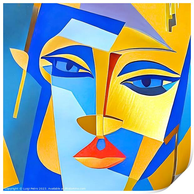 Digital Rendition of a Cubist Style Portrait Print by Luigi Petro