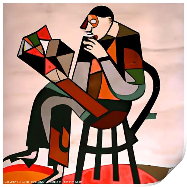 "Abstract Reading Man" Print by Luigi Petro