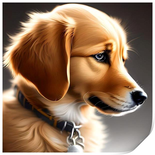 Golden retriever puppy. Print by Luigi Petro