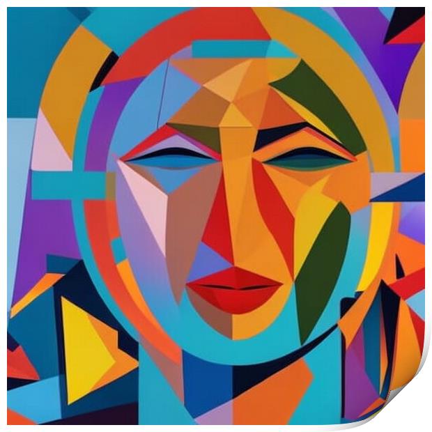 Vibrant Cubist Portrait A Modern Twist Print by Luigi Petro