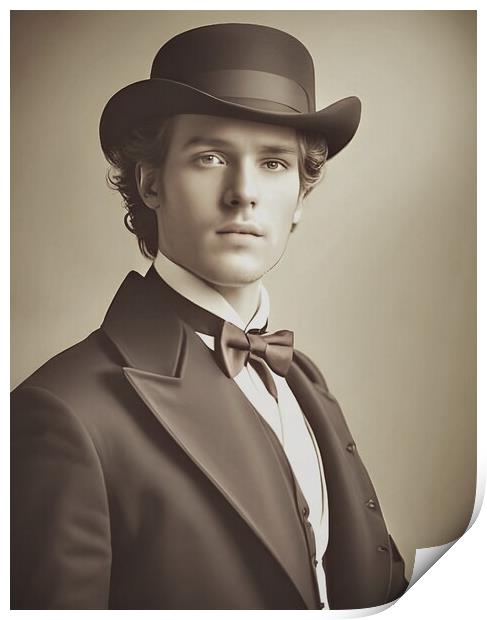Studio portrait of a young man in Victorian times. Print by Luigi Petro