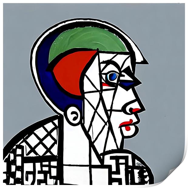 Vibrant Cubist Portrait Print by Luigi Petro