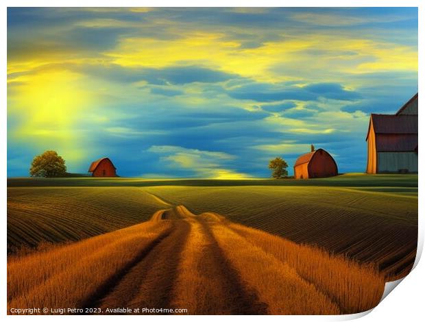 Radiant Tuscan Sunrise Illuminates Countryside Print by Luigi Petro